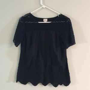 🛍 Merona black embroidery detail top VGUC